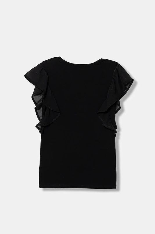 GUESS KIDS GIRLS T SHIRT WITH CHIFFON