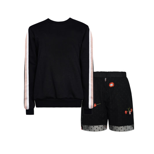 TWO IN A CASTLE KIDS SET TOP&EMBROIDERED SHORT