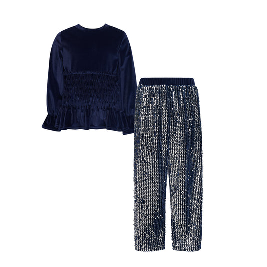 TC SPARKLING NIGHT SET VELVET TOP & SEQUIN PANTS