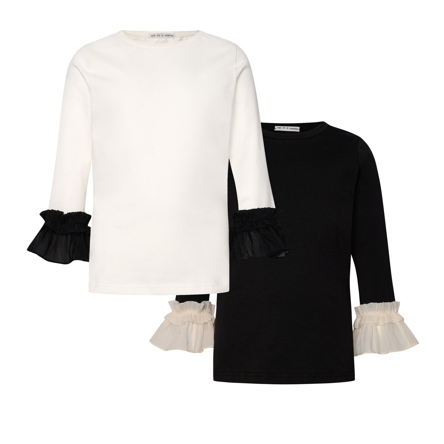 TWO IN A CASTLE MONOCHROME CONTRAST SLEEVE TOP