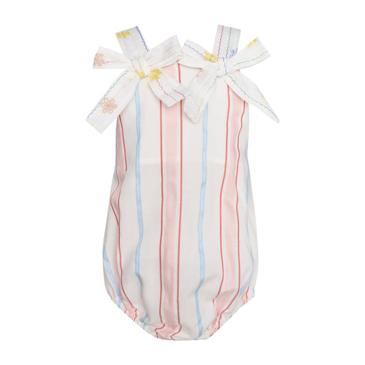 TWO IN A CASTLE PRETTY LITTLE THINGS STRIPED BOW ROMPER