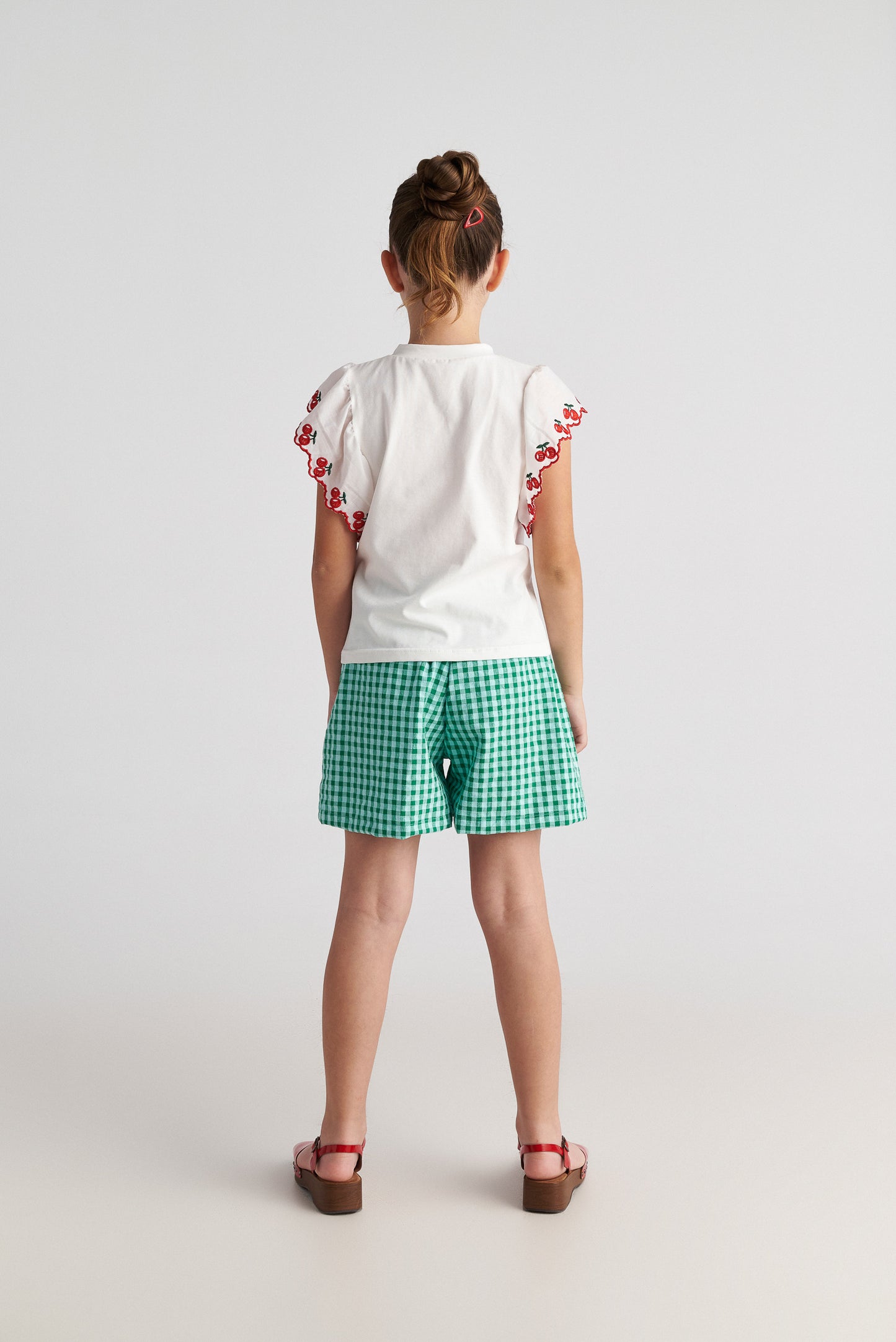 TWO IN A CASTLE FOREST SKY SET WITH CHERRIES TOP & VICHY SHORTS