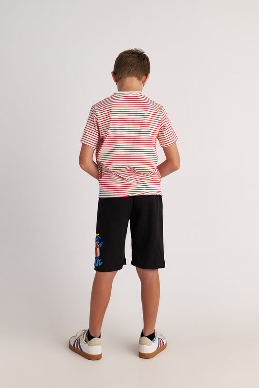 TWO IN A CASTLE CIRCUS LIFE STRIPED TOP & LOGO SHORTS SET