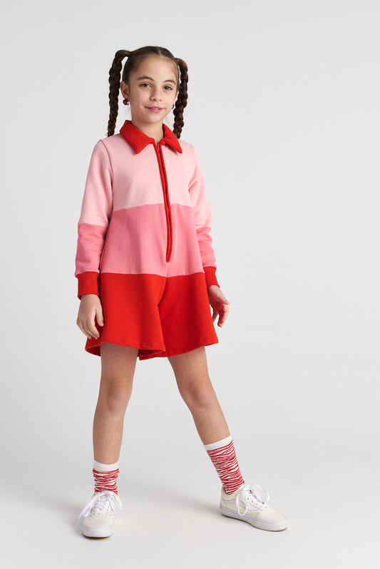 TWO IN A CASTLE RASPBERRY PUFF TENNIS PLAYSUIT