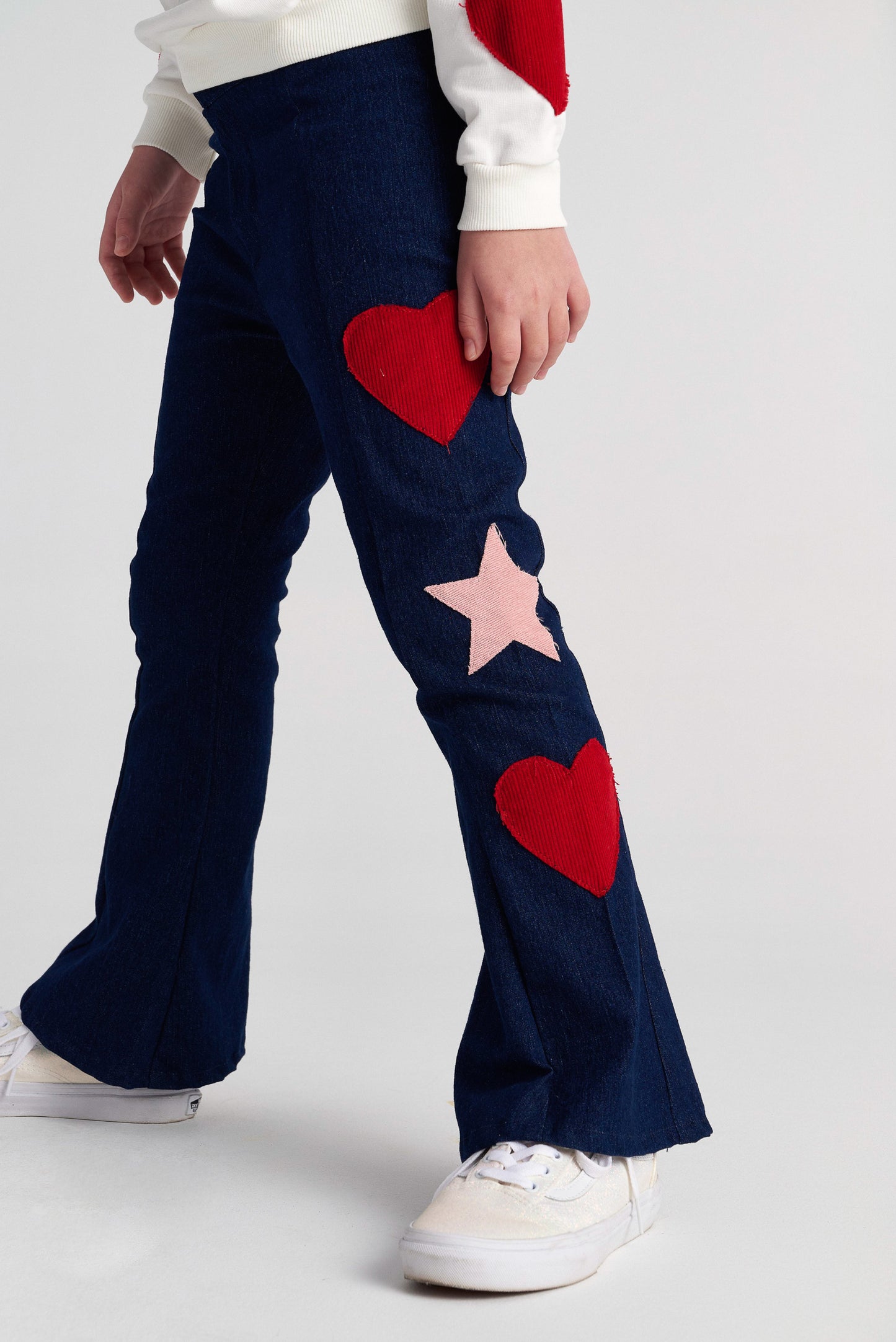 TWO IN A CASTLE EMBRIODERED DENIM FLARE PANTS