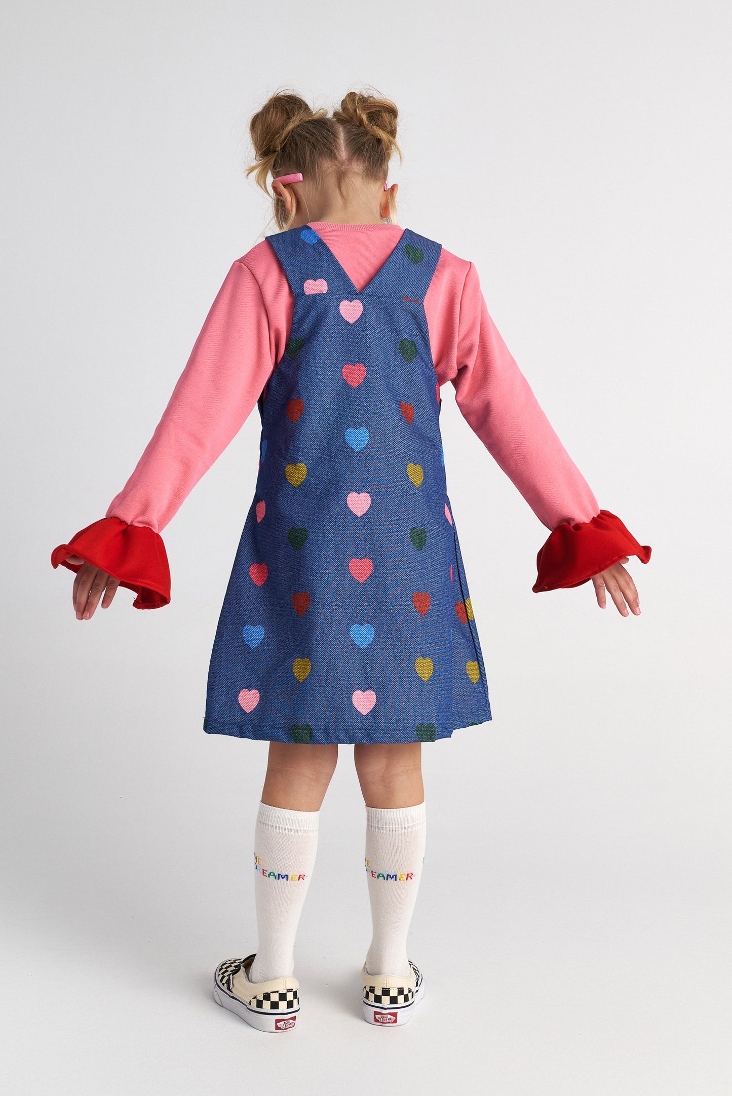 TWO IN A CASTLE ALLOVER HEARTS DUNGAREES DRESS