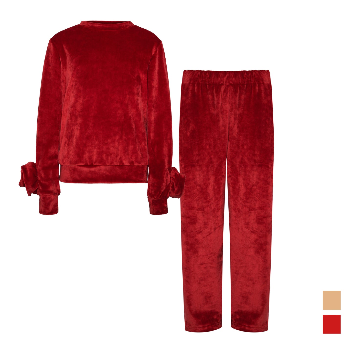 TWO IN A CASTLE CRIMSON VELVET BABY SET BEIGE