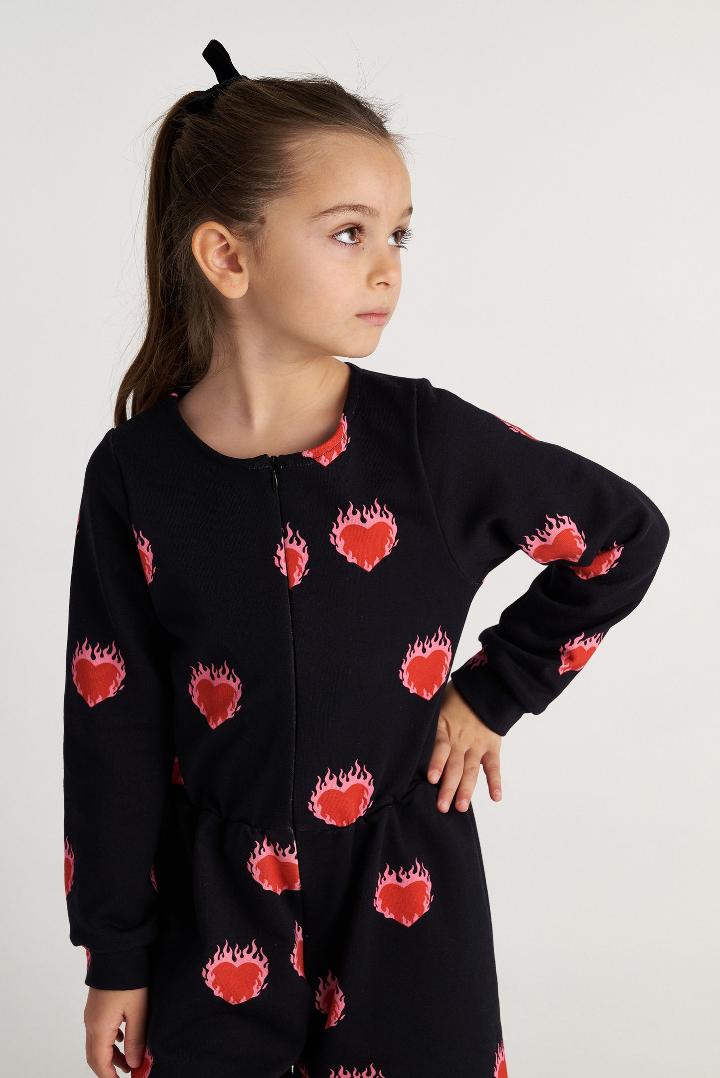 TWO IN A CASTLE FLAMING HEARTS ALLOVER PRINT PLAYSUIT
