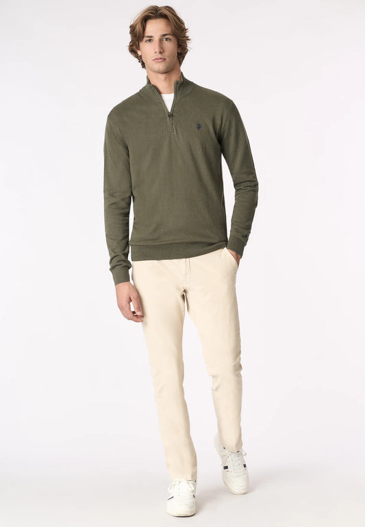 U.S POLO MAN LEO HALF ZIP KNITTED PULLOVER