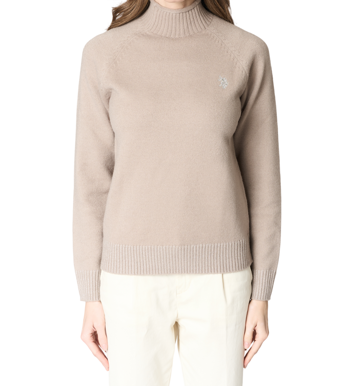U.S POLO ASSN WOMAN MOCKNECK KNITTED SWEATSHIRT