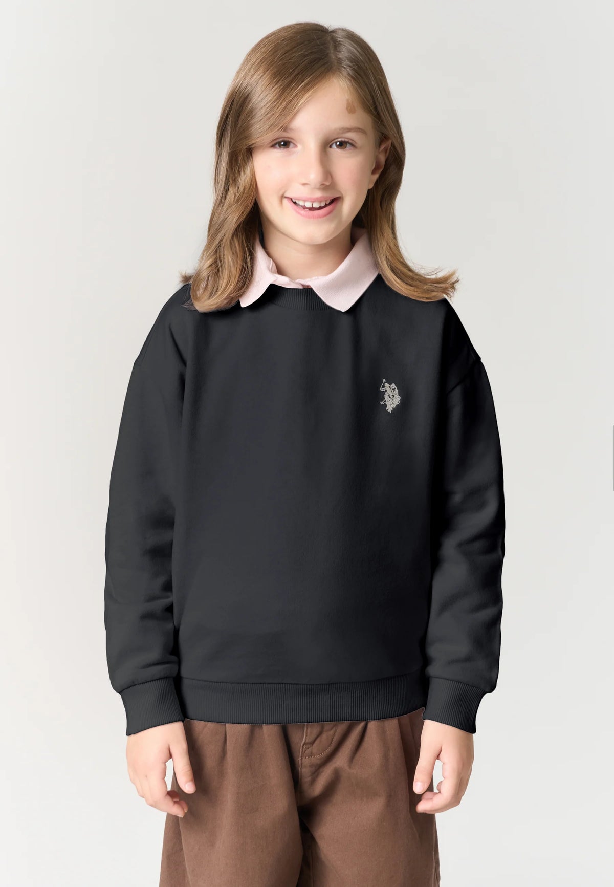 U.S POLO ASSN GIRLS CREWNECK SWEATSHIRT WITH LOGO