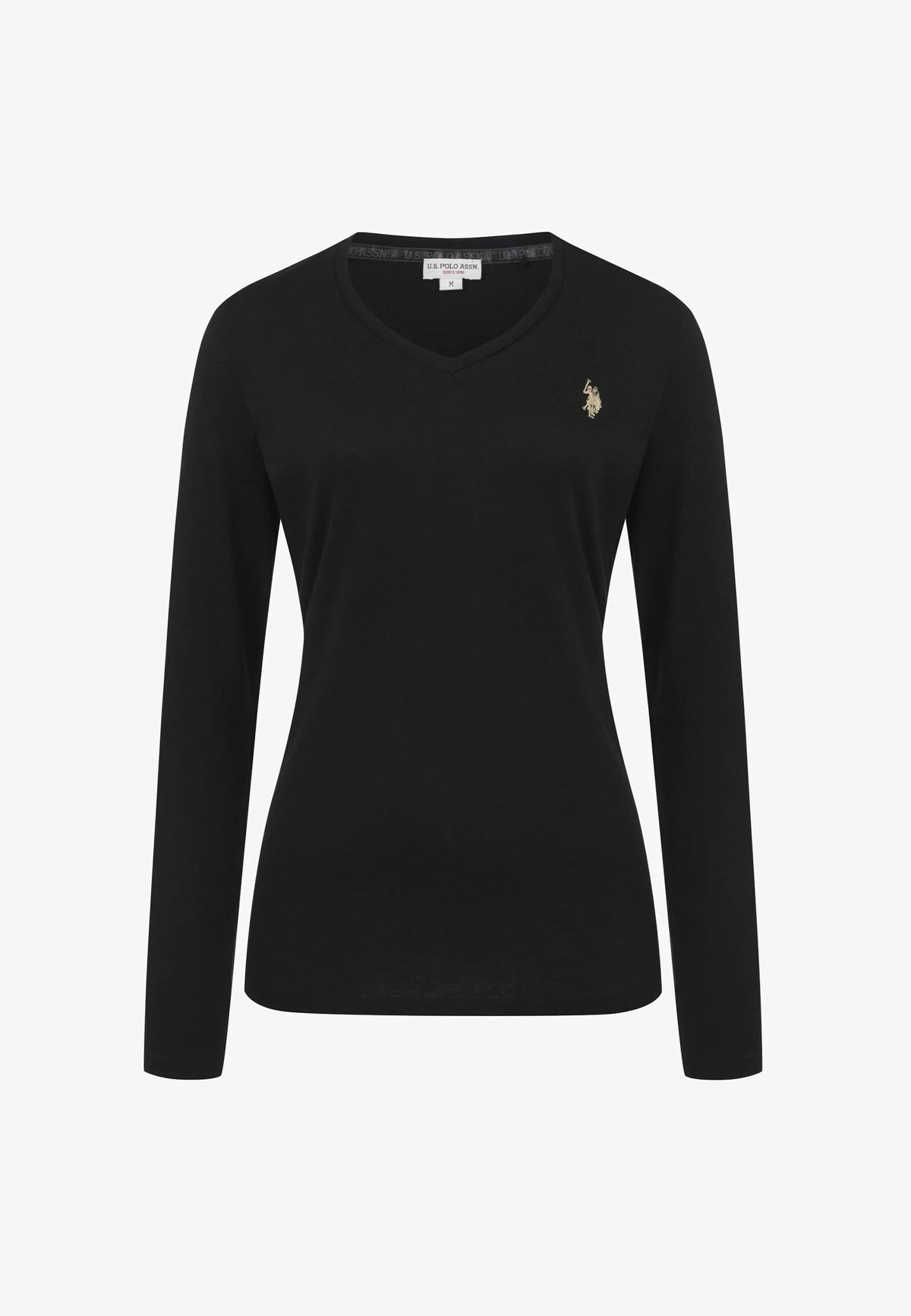 U.S POLO ASSN WOMAN LONG-SLEEVED COTTON V-NECK T-SHIRT