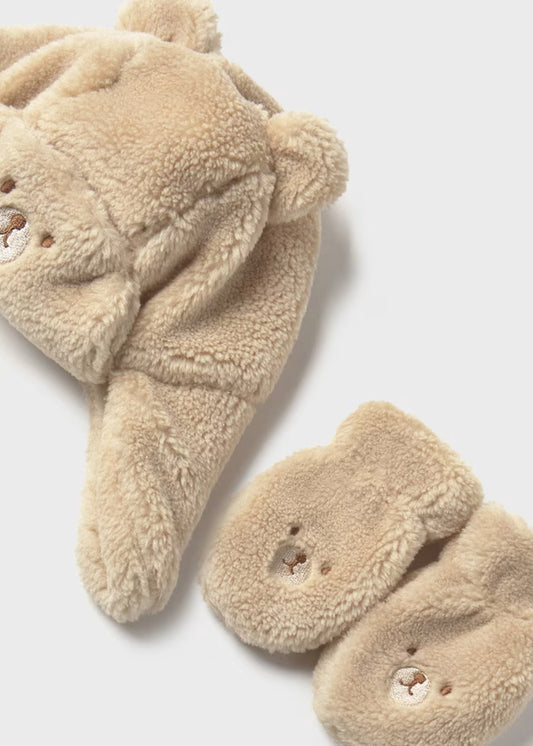 MAYORAL BABY BEAR HAT AND MITTENS SET