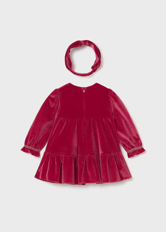 MAYORAL BABY VELVET DRESS WITH HEADBAND