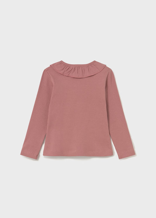 MAYORAL BABYS RIBBED POLO SHIRT WITH RUFFLE COLLAR