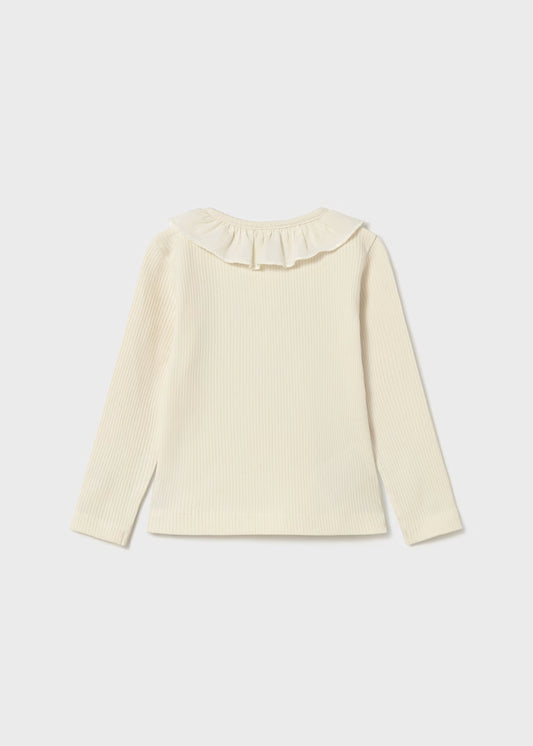 BABYS RIBBED POLO SHIRT WITH RUFFLE COLLAR