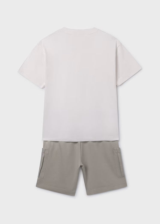 MAYORAL BERMUDA SHORTS AND KNITTED T-SHIRT SET
