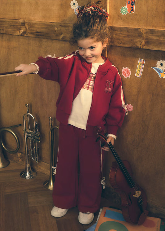 MAYORAL GIRLS CHERRY& BOWS DETAIL TRACKSUIT