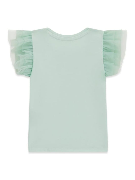 GUESS KIDS KNIT TULLE SLEEVES T SHIRT