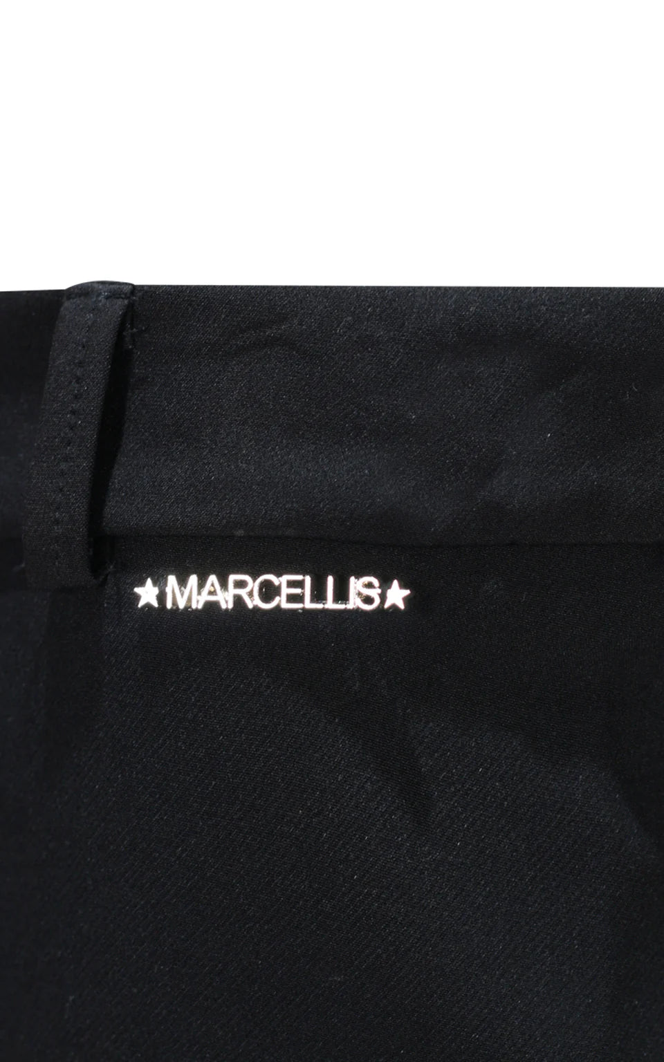 MARC ELLIS SKIRT IN SOFT TECHNICAL FABRIC WITH FEATHER HEM AND LOGO PLAQUE