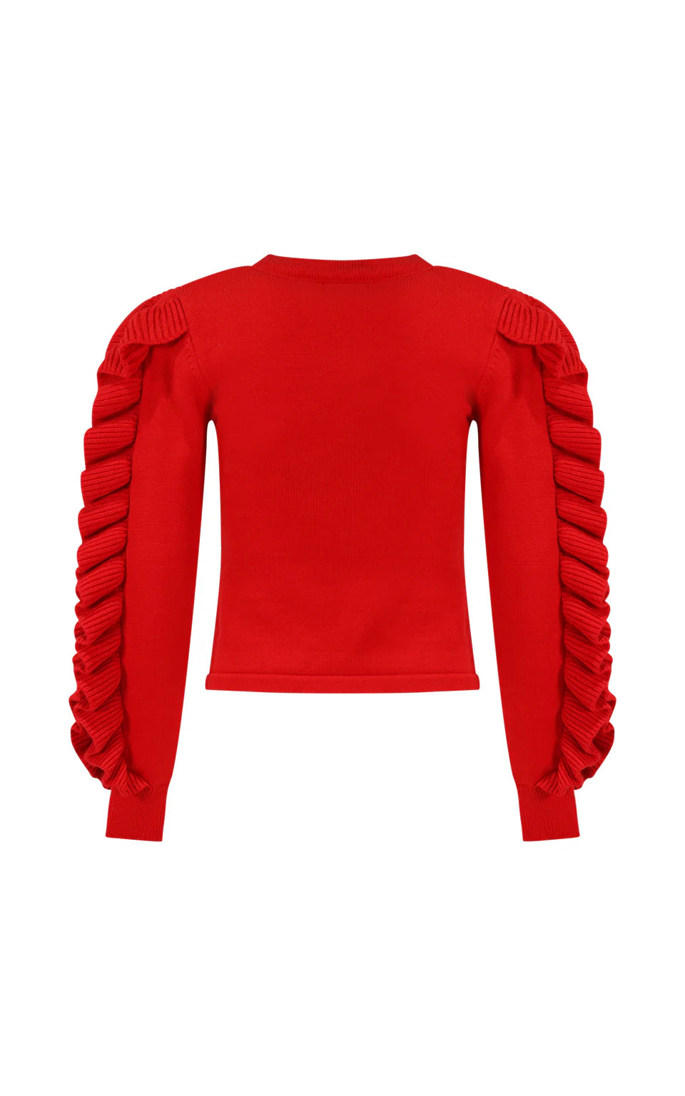 FUN FUN CREW NECK KNITTED WOOL SWEATER WITH RUFFLES