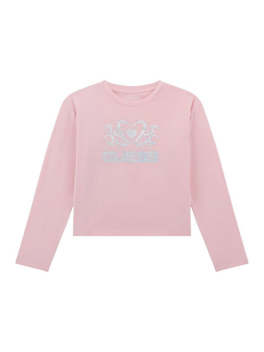 GUESS HEART EMBROIDERED LOGO T SHIRT