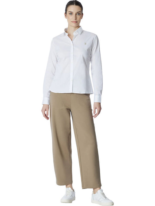 U.S POLO ASSN WOMAN STRETCH POLPLIN LOGO SHIRT