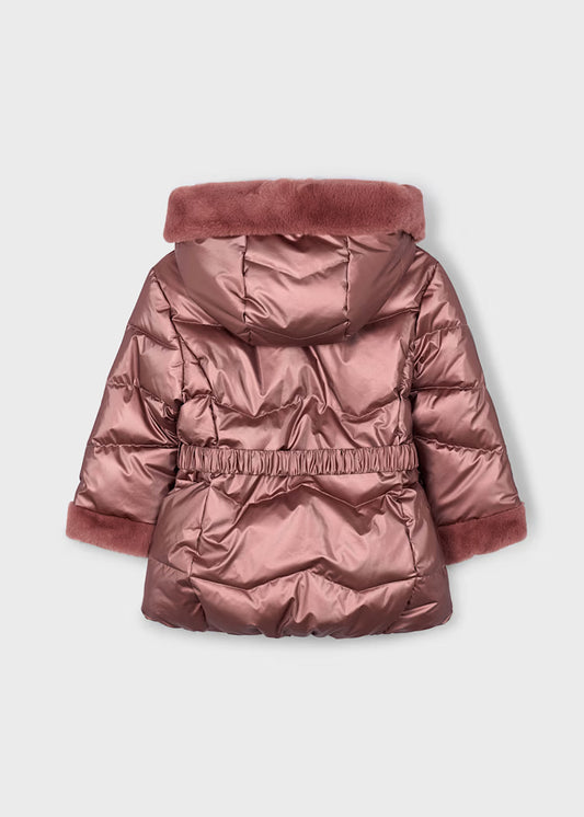 MAYORAL GIRLS METALLIC COAT WITH BELT