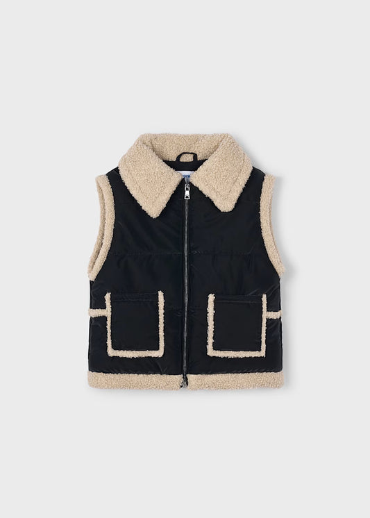 MAYORAL GIRLS CONTRAST SHEEPSKIN GILET