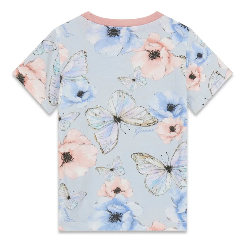 GUESS KIDS GIRLS T SHIRT BUTTERFLIES