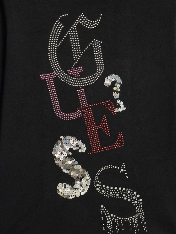 GUESS LS STRASS APPLIQUE T SHIRT