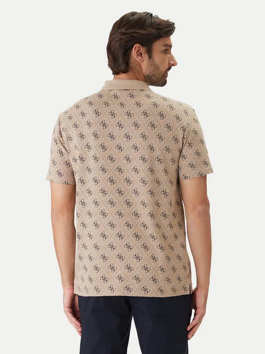 GUESS MAN JACQUARD 4G LOGO KNIT POLO T SHIRT