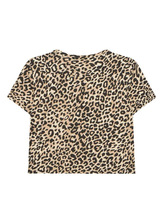GUESS KIDS LEOPARD LOVE TRIANGLE LOGO MIDI T SHIRT