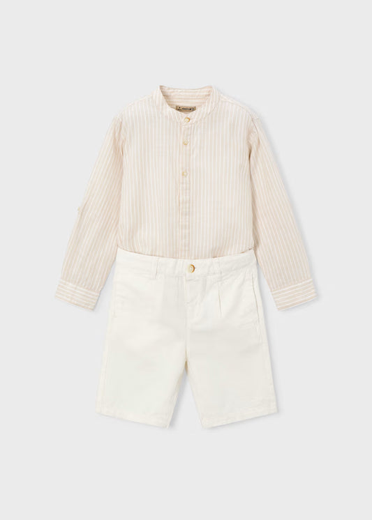 MAYORAL LONG-SLEEVED LINEN SHIRT & SHORTS SET