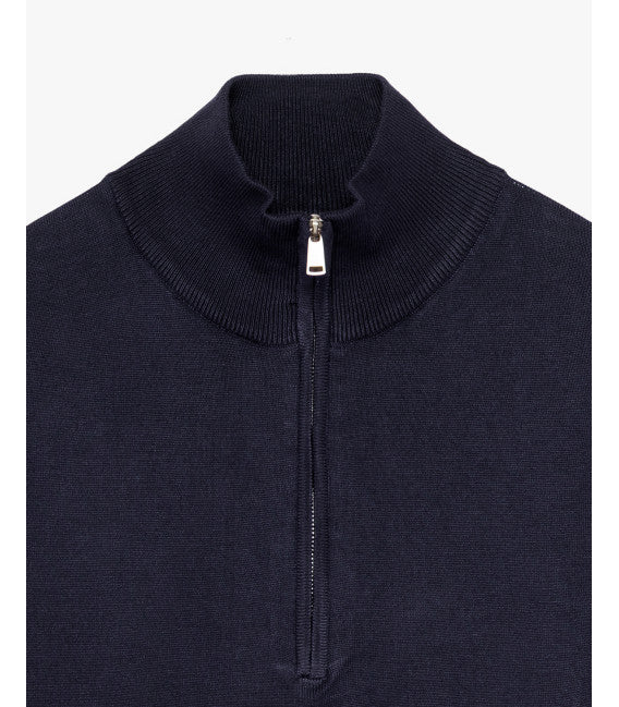 GIANNI LUPO COTTON SWEATER WITH QUARTER ZIP COLLAR
