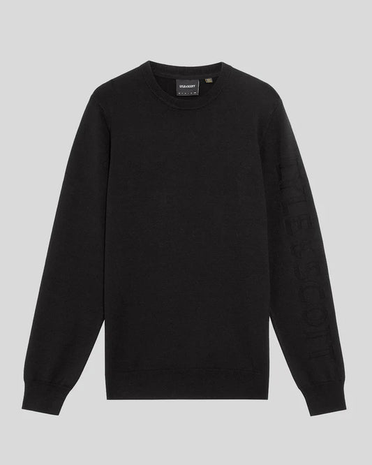 LYLE&SCOTT MESH LOGO CREW NECK JUMPER