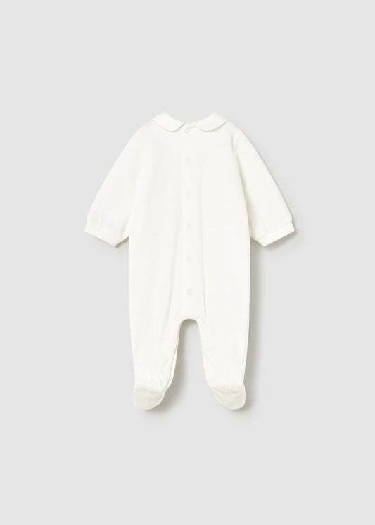 MAYORAL NEWBORN VELVET FOOTED ROMPER