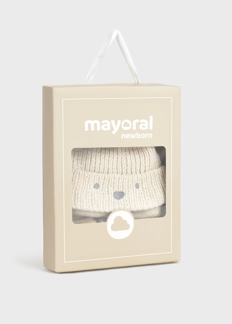 MAYORAL NEWBORN UNISEX HAT AND MITTENS SET