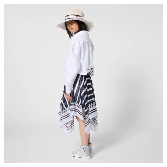 KARL LAGERFELD GIRLS ASYMMETRIC SATIN SKIRT