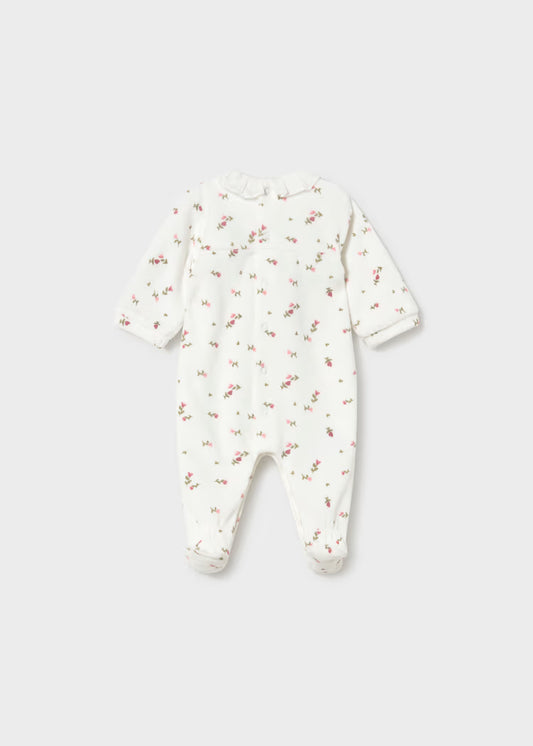 MAYORAL BABY VELOUR COLLAR ROMPER SET