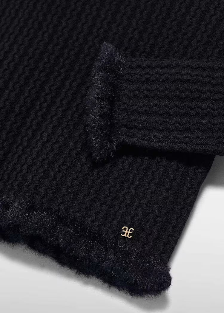 ABEL & LULA GIRLS MOCK NECK FUR SWEATER