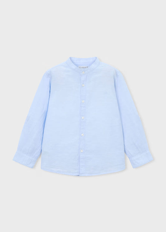MAYORAL MAO COLLAR COTTON LINEN SHIRT