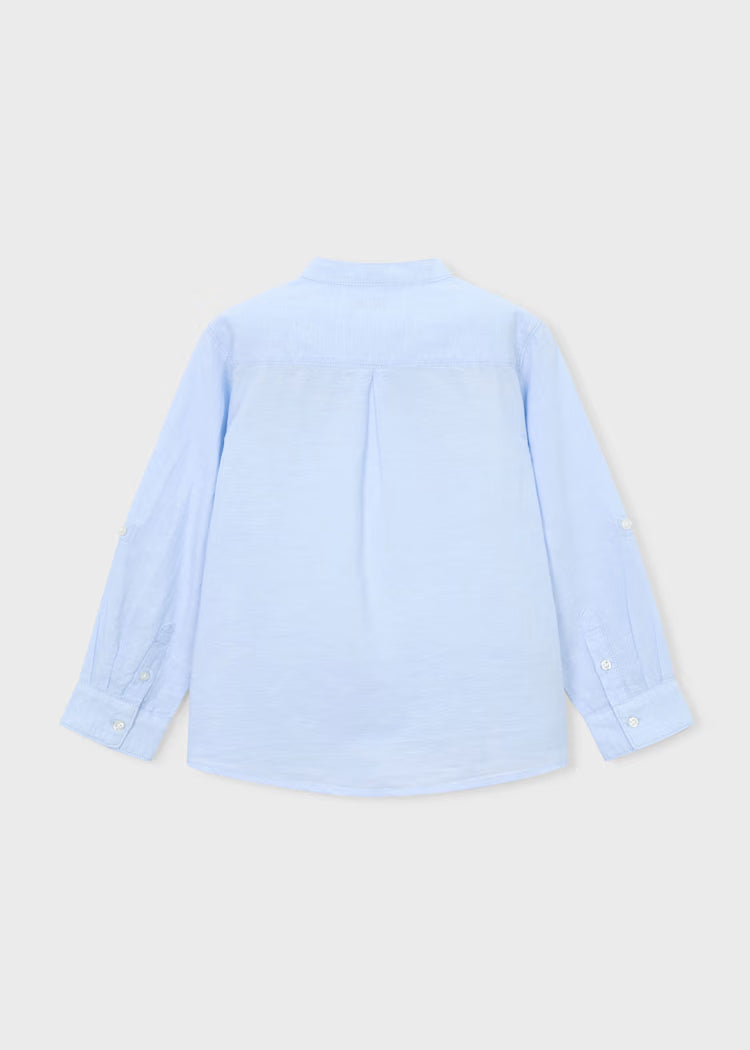 MAYORAL MAO COLLAR COTTON LINEN SHIRT