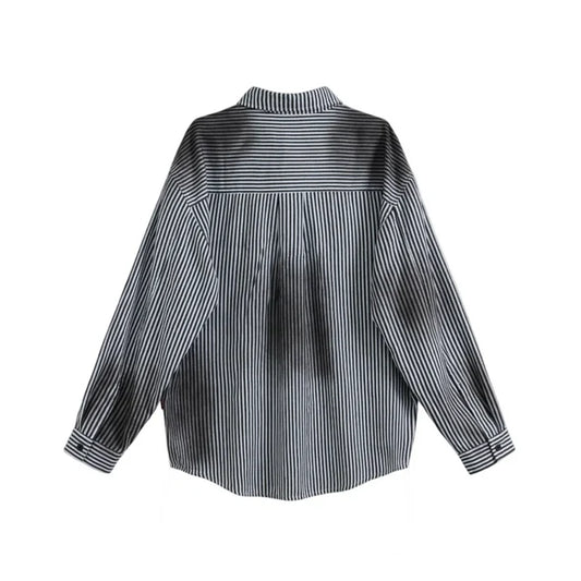 ACUPUNCTURE FASHION OVERSIZED STRIPED PRINTED SHIRT