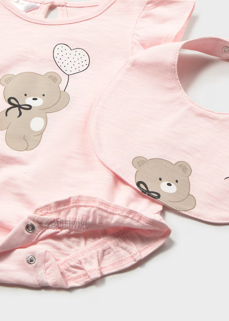MAYORAL RUFFLED ROMPER WITH BIB NEWBORN