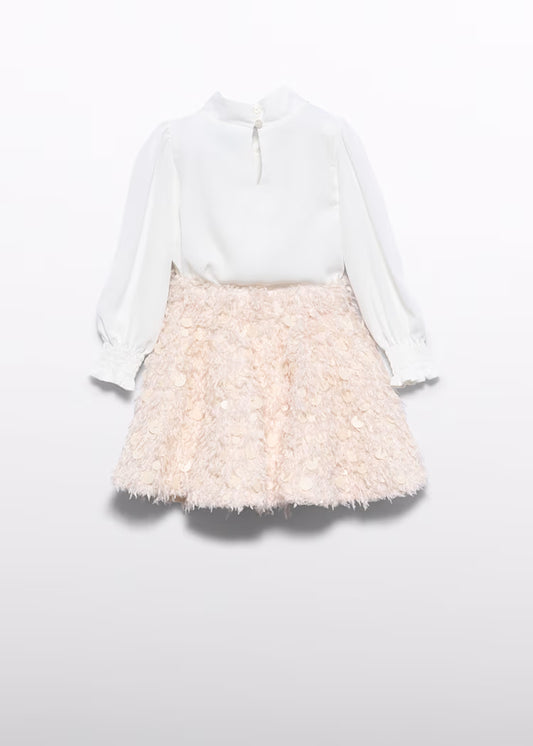 ABEL & LULA GIRLS FEATHER-DETAIL SKIRT SET
