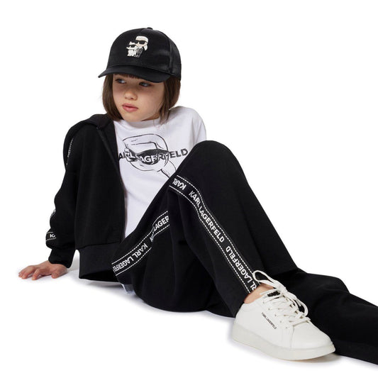 KARL LAGERFELD KIDS SIDE LOGO TAPE ZIP HOODIE