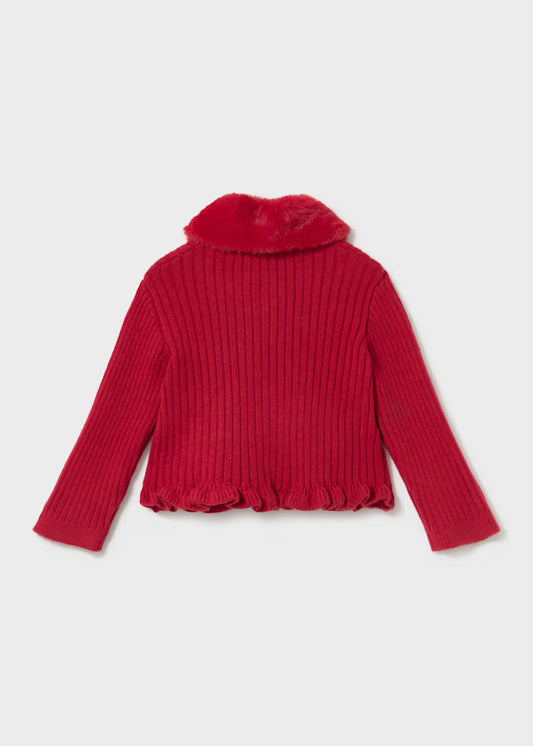MAYORAL FUR COLLAR KNIITED CARDIGAN