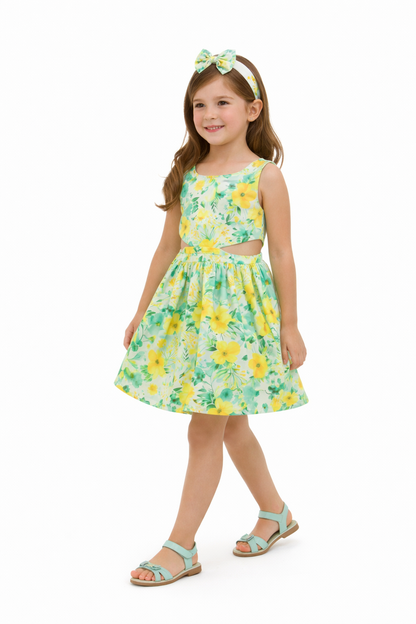 SWEET BABY PRINTED DRESS WITH SIDE SLITS