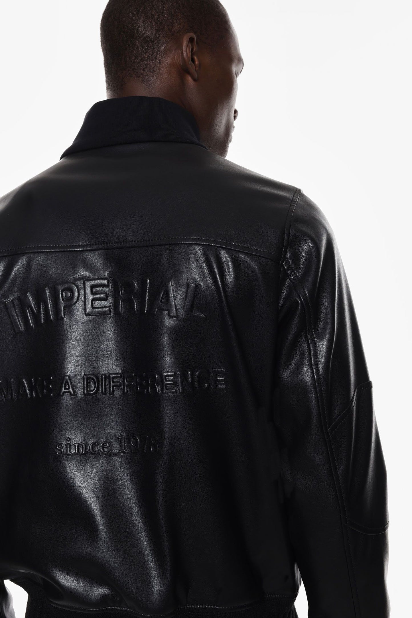 IMPERIAL FASHION LEATHER JACKET WITH FRONT ZIP CLOSURE